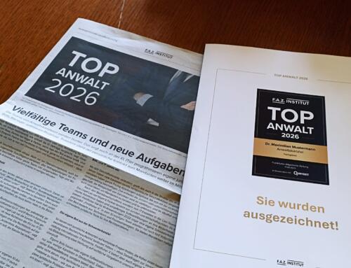 Auszeichnung als TOP Anwalt der F.A.Z. 2025