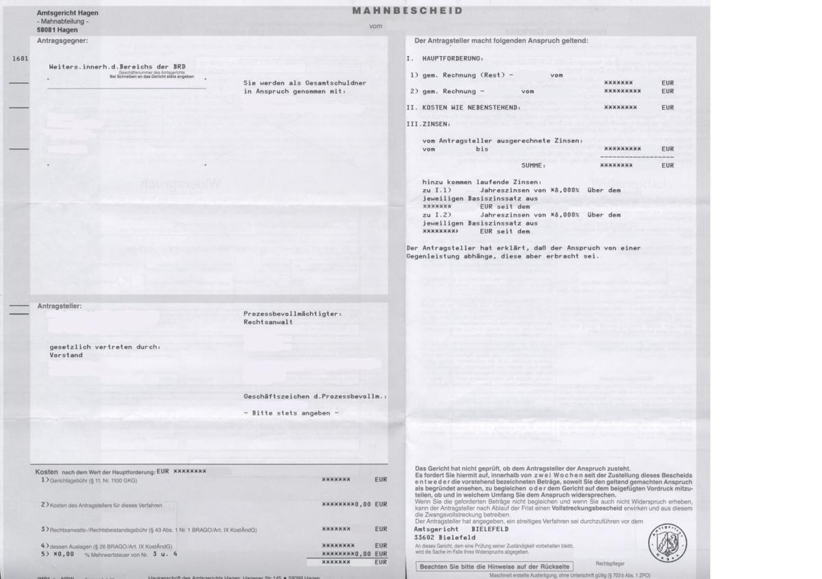 Wie Sieht Ein Mahnbescheid Aus